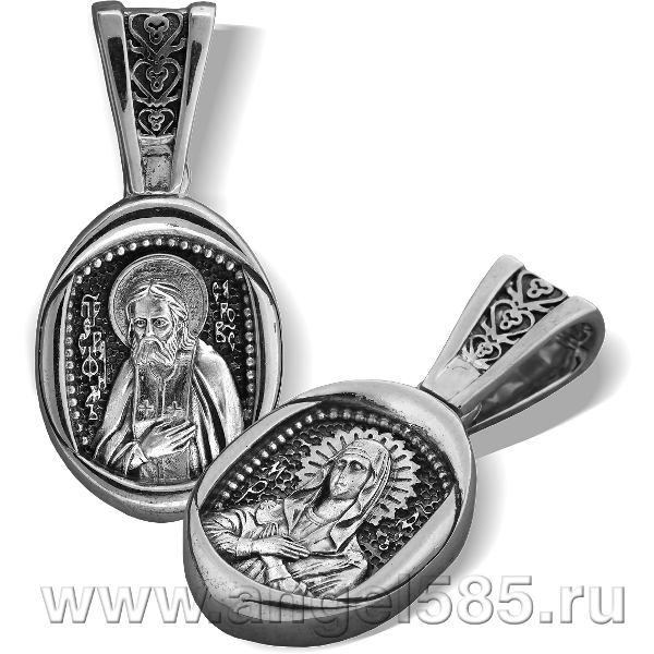 Серафим Саровский и БМ Умиление ПДС 065 нательная иконка из серебра