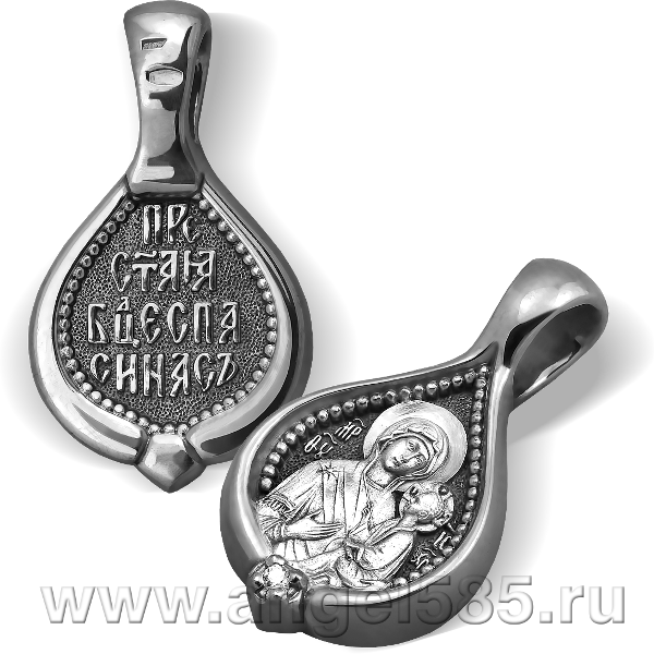 Тихвинская икона БМ ПДС 095 нательная иконка из серебра